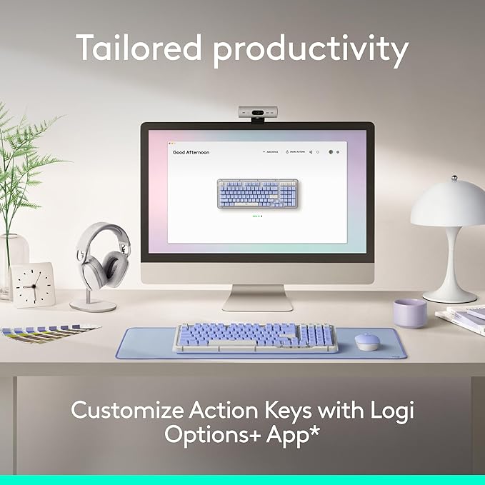 Logitech Alto Keys K98M Wireless Mechanical Keyboard, Customizable Keyboard with Vibration Absorbing Gasket, Backlit Keys, Bluetooth, USB-C Charging, for PC, Mac, Laptops - Lilac