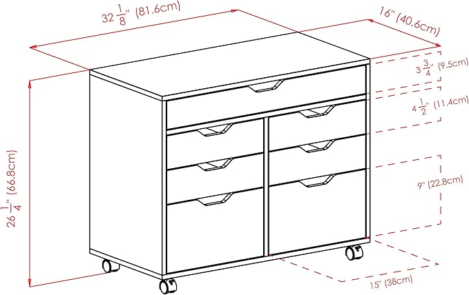 Winsome Halifax Storage Mobile Cabinets, 2 Doors, 4 Drawers, 1 Wide Drawer, for Home Office, White