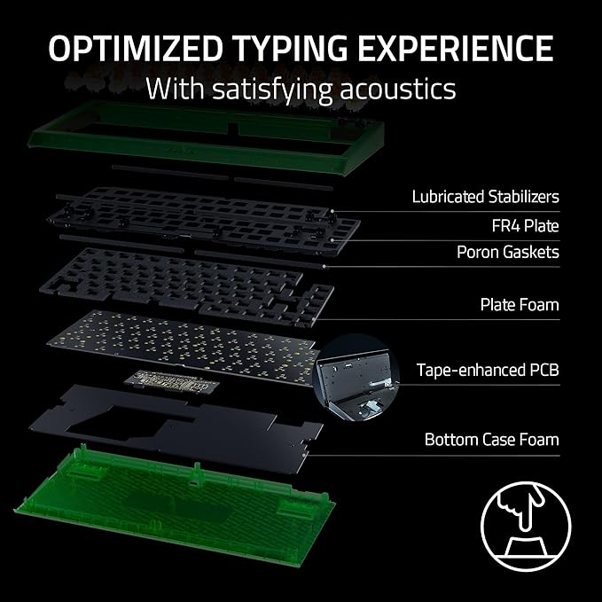 Razer BlackWidow V4 75% Mechanical Gaming Keyboard: Hot-Swappable Design - Compact & Durable - Orange Tactile Switches - Chroma RGB - MF Roller & Media Keys - Comfortable Wrist Rest - Phantom Green