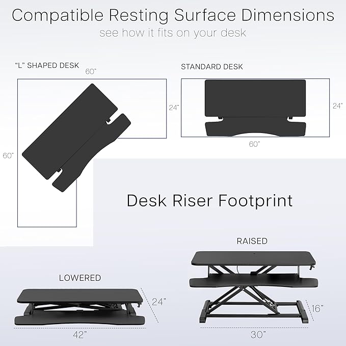 VIVO 42 inch Desk Converter, K Series, Height Adjustable Sit to Stand Riser, Dual Monitor and Laptop Workstation with Wide Keyboard Tray, White, DESK-V042KW