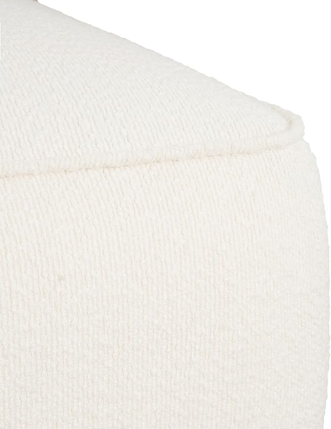 Christopher Knight Home Isa Boucle Pouf Ottoman Foot Rest, Square Fabric Pouffe Ottoman Footstool, Living Room Sofa Couch Extra Seat, Modern Coffee Table for Home Office Bedroom Home Décor, White