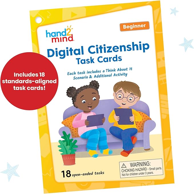 hand2mind Digital Citizenship Beginner Task Cards, Ages 5+, Computer Science & Technology for Kids 5-7, STEM Projects, STEM Activities for Classroom, Science Classroom Supplies
