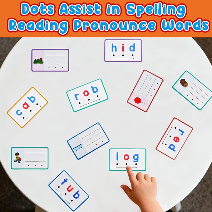CVC Words Writing & Spelling Cards, Phonics Flash Card, Beginning Phonics Word Builders, Sorting Spelling Word Learning Aids, Speech Therapy, 60 Learning Educaitonal Cards, for Preschool Kindergarten