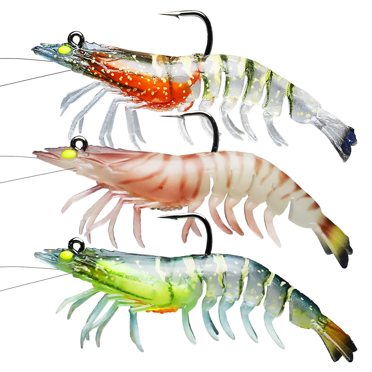 TRUSCEND Duramax TPE Soft Fishing Lures with BKK Hooks, Easy Catch Curly & T-Tail for Trembly Sinking & Vibrating Swim, UV or Glow Effect for All Conditions, Pre-rigged Swimbait for Bass Trout Crappie
