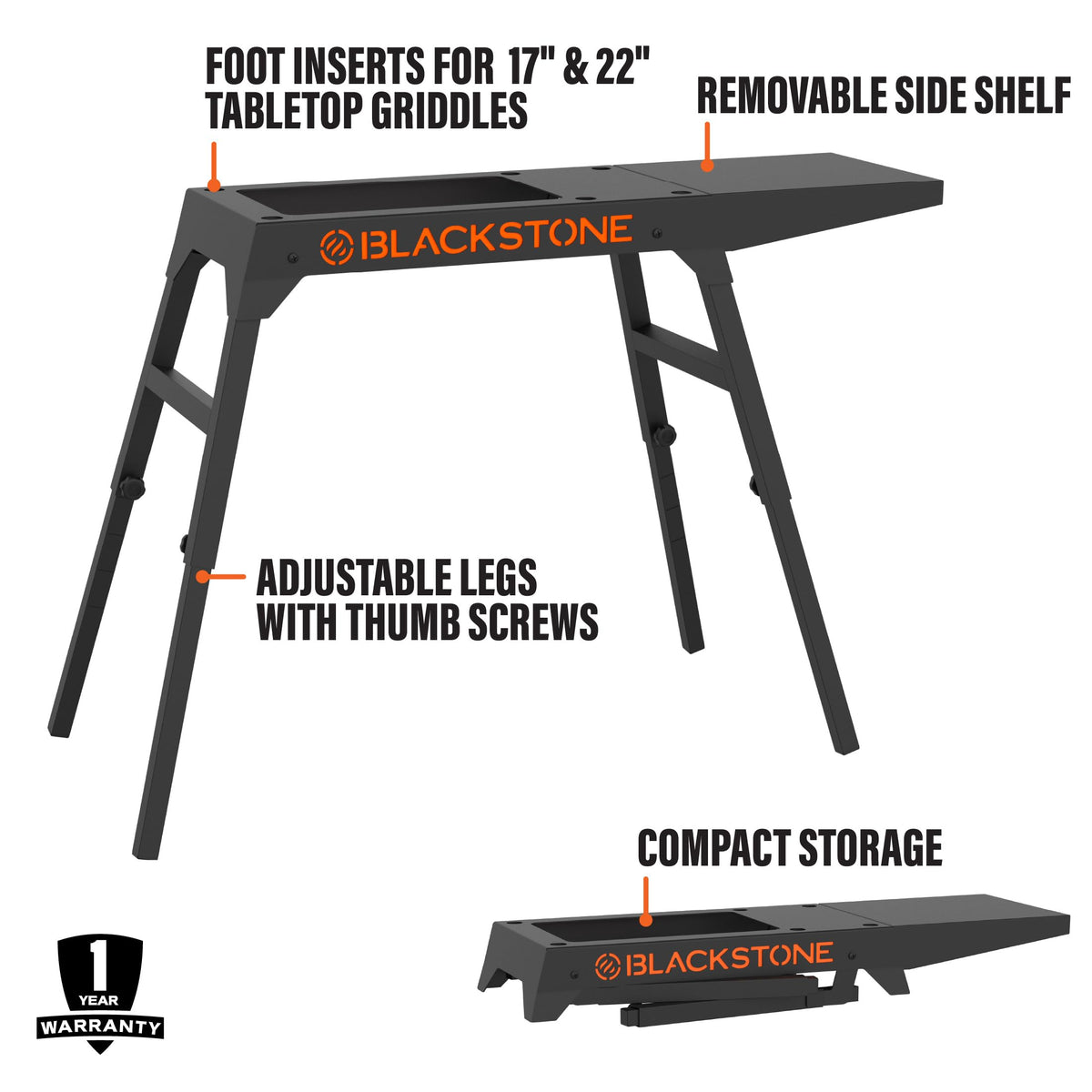 BLACKSTONE 5013 Collapsible Tabletop Griddle Stand, Black