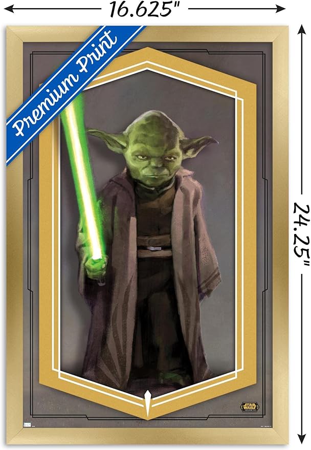 Trends International Star Wars: The High Republic - Yoda Wall Poster, 14.725" x 22.375", Gold Framed Version