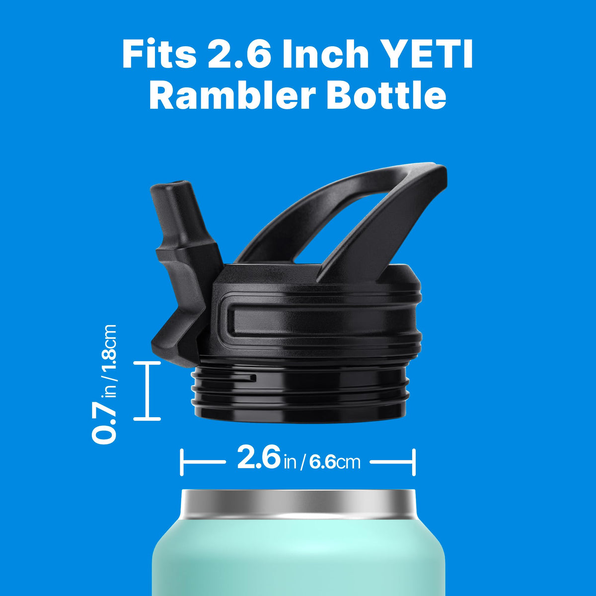 Bluwing Straw Lid for Yeti Rambler Water Bottle 18 26 36 64 oz, Replacement Lid with Handle and Straw for YETI Rambler Jr. 12 oz Bottle, BPA Free