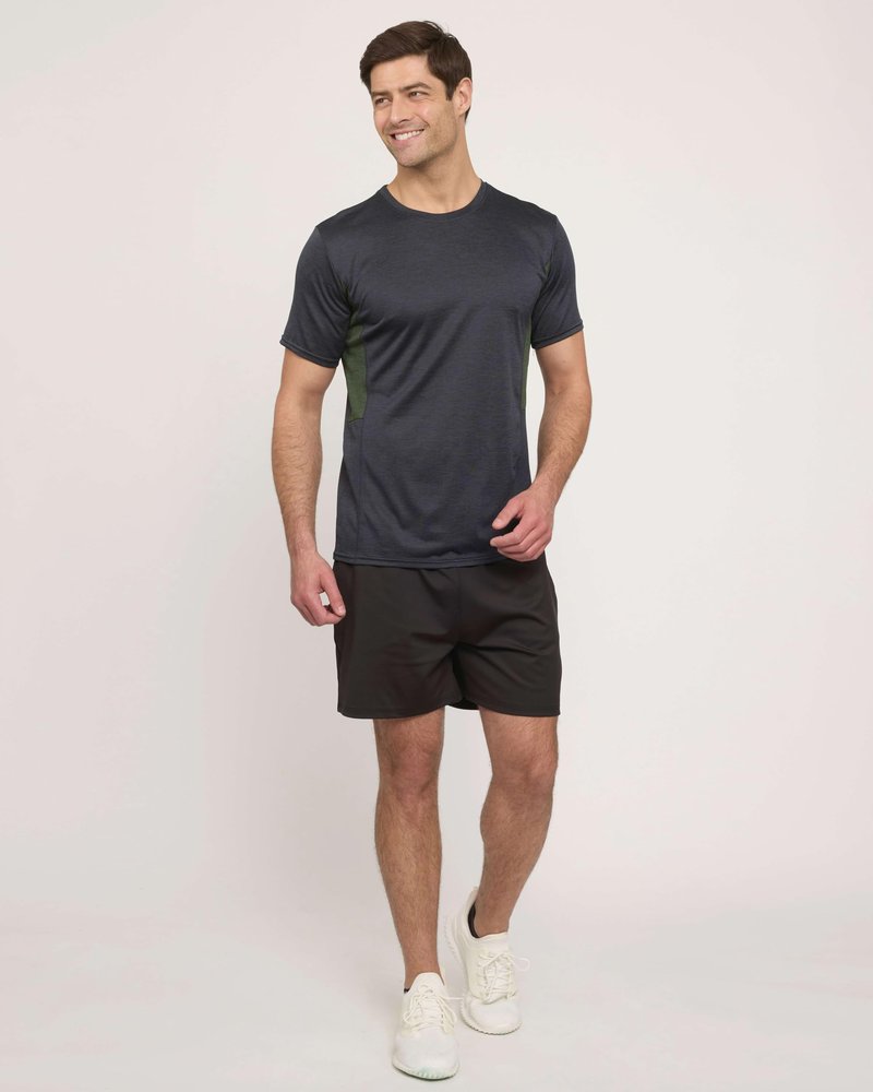 Real Essentials 5 Pack: Men's Dry-Fit Short Sleeve Crew Neck T Shirts Fitness Running Gym Workout Cool Exercise Athletic Tee, Set 7, Medium