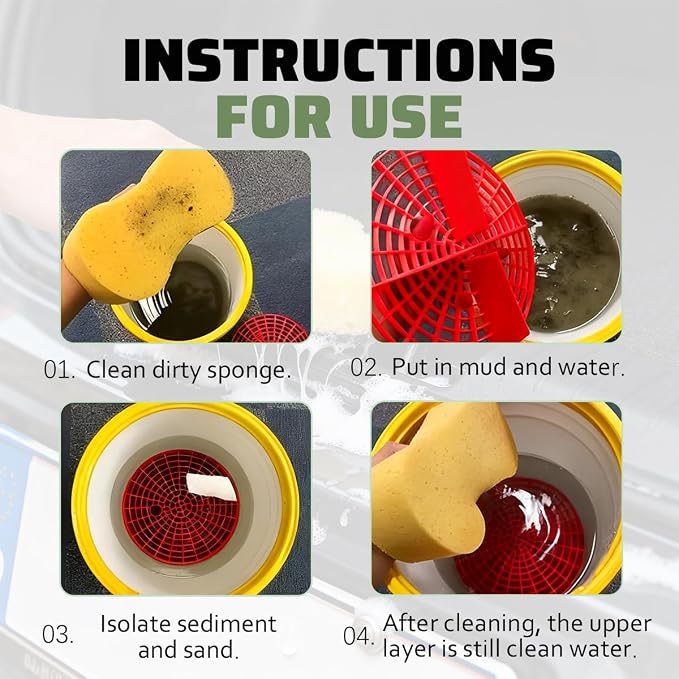 Car Wash Bucket Grit Trap Inserts, Vehicle Detailing Wash Filter