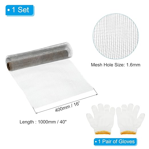 PATIKIL 40" L x 16" W Woven Wire Mesh, 14 Mesh 304 Stainless Steel Air Vent