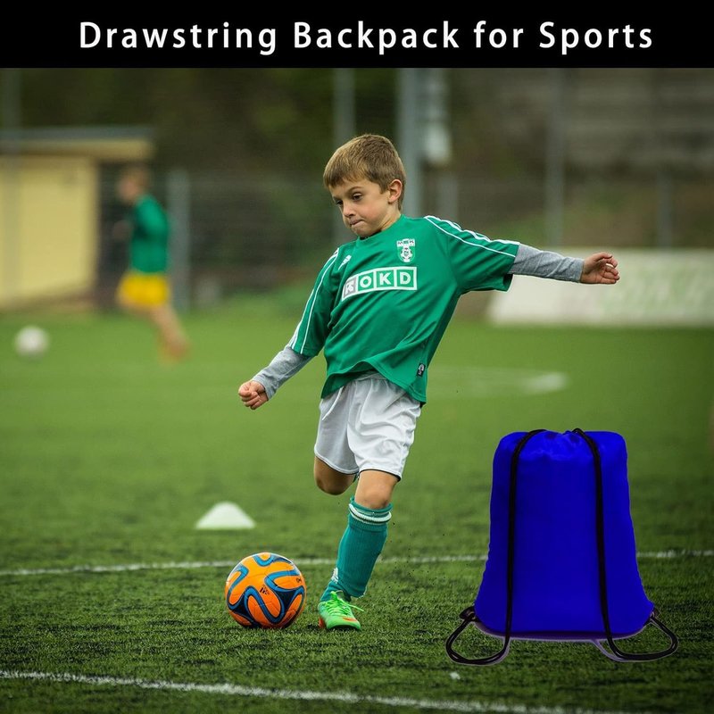 CAIHONG 100 Pack Drawstring Backpack Royal Blue Bulk Drawstring Bags Nylon String Backpack Gym Cinch Sack Backpack Sport Bag Draw String Party Bags