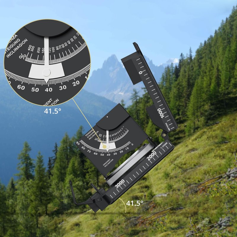 Anbte Compass Hiking Survival, IP65 Waterproof Metal Compass with Sighting Clinometer and Carry Bag, Multifunctional, Professional, for Camping Hunting Hiking Navigation, Black