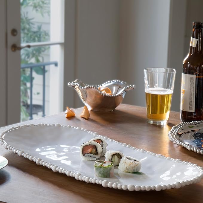 Beatriz Ball 2421 Alegria Melamine Oval Tray, Large, White