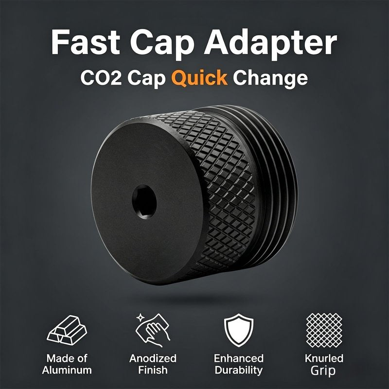 LZXUNG CO2 Fast Cap Adapter Compatible with BYRNA CL,Quick Release Accessories for CO2 Cylinder,Extended Grip Design,More Grip Area,No Tools Required,Black Aluminum CO2 Quick-Release Cover Adapter