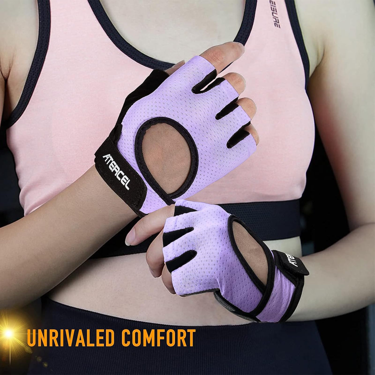 ATERCEL Weight Lifting Gloves Full Palm Protection, Workout Gloves for Gym, Cycling, Exercise, Breathable, Super Lightweight for Men and Women(Violet, M)