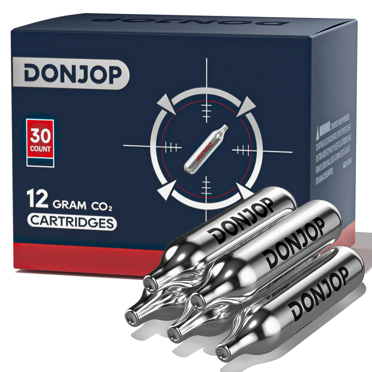 DONJOP 30Pack 12G CO2 Cartridges Non-Threaded, CO2 cartridges BB Gun, CO2 BB Pistol, CO2 Airsoft Pistol, and CO2 Paintball Markers,Snug Fit & Solid Seal