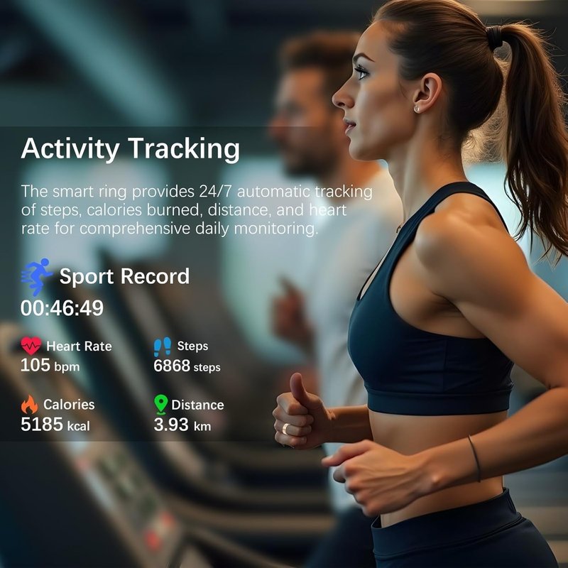 Smart Ring for Women Men, Fitness Ring with Heart Rate, Blood Oxygen,Stress, Sleep Tracker, Step Tracker, Fit Ring No Subscription Fee, IP68 Waterproof Smart Ring for iPhone & Android (Rose Gold, 8#)