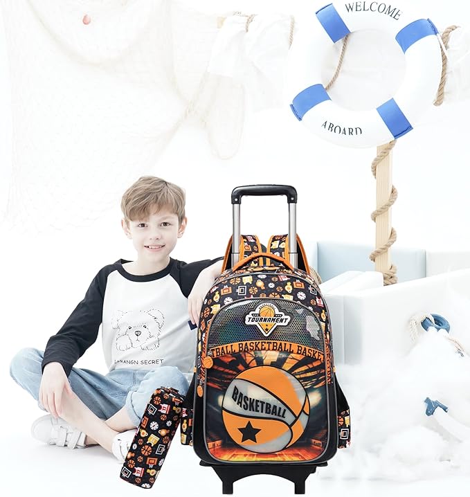 Kids Rolling Backpack for Boys Backpack with Wheels for School Backpacks for Boys Kids Bookbag for Primary Middle School with Lunch Box Set