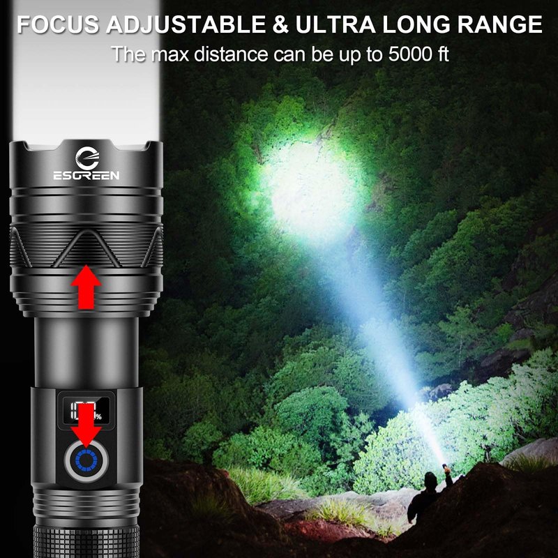 Rechargeable Flashlights 100000 High Lumens, Long Range 5000ft, Super Bright LED Flashlight USB C, High Powerd Multi-functional Heavy Duty Strong Flash Light High Beam, For Emergency Home Camping