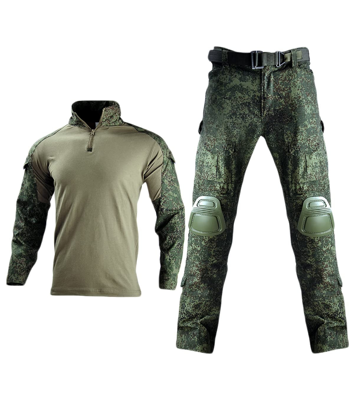 HARGLESMAN Combat Clothes Suits Russian Camo with Elbow Knee Pads for Men Tactical Shirts Trousers for Work Training Hunting Military Airsoft Paintball Uniform Sets Apparel Gear Russian Camo M