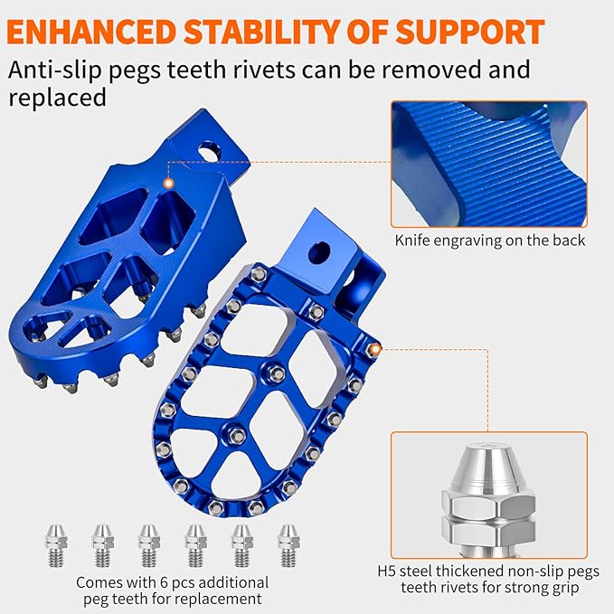 Nilight Motorcycle Foot Pegs Dirt Bike Footpegs Fit for Yamaha PW50 1981-2021 PW80 1983-2006 Y-ZINGER 1985-2001 TW200 1987-2021 CNC Foot Pegs for Motorcycles Heavy Duty Foot Rests Peg Pedal, Blue