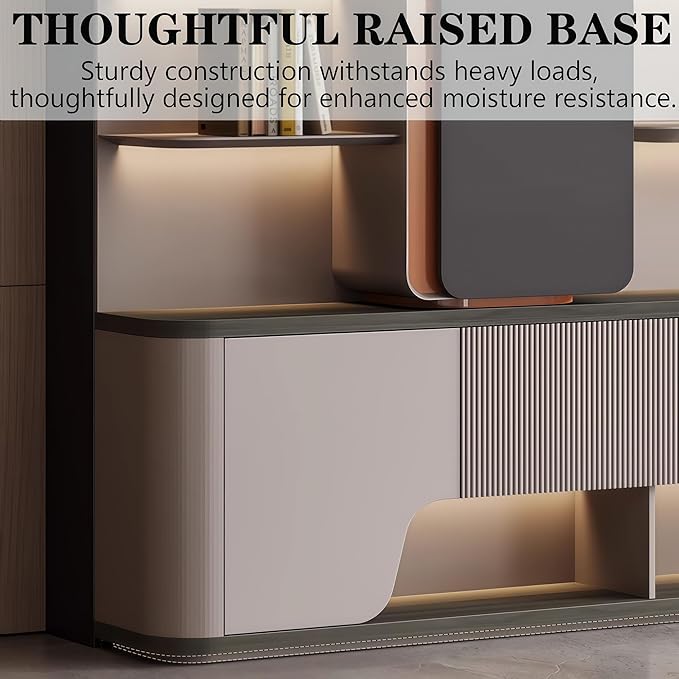 Modern L Shaped Desk, 102.4 inch Large Desk with Storage, Executive Desks for Home Office No Installation Required with Drawers and Lockable, Without Desk or Computer Chair (Filing Cabinet)