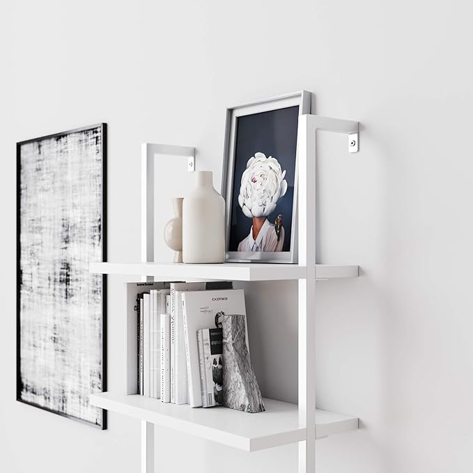 Nathan James White Ladder Bookcase with 5 Shelves