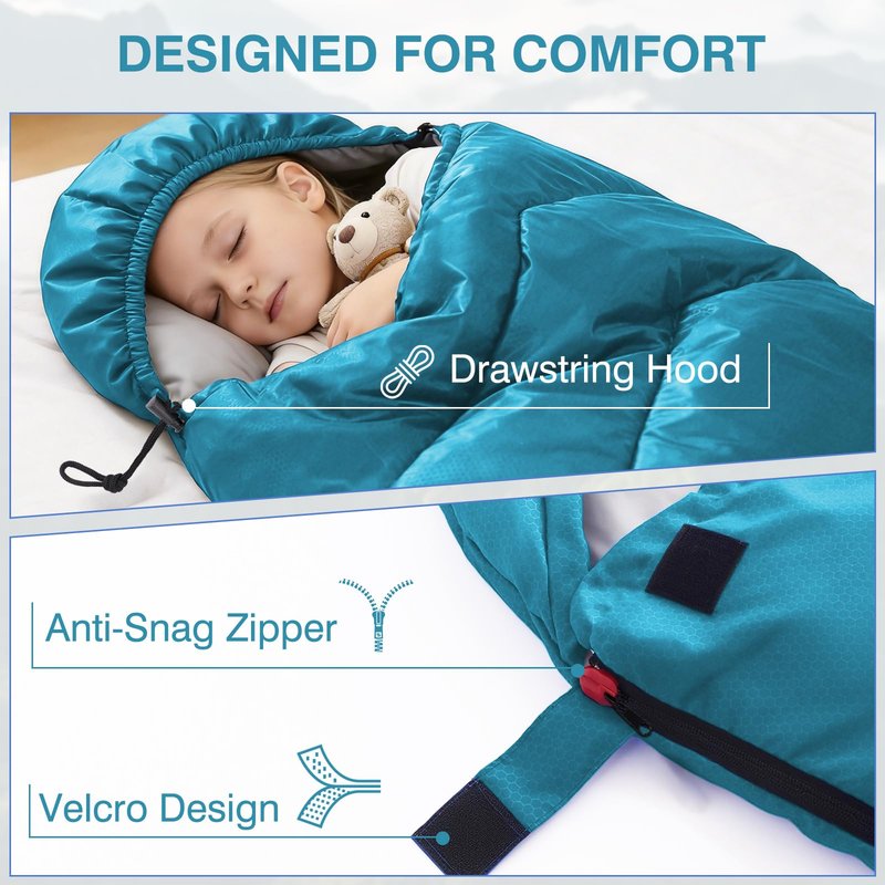 Flantree Sleeping Bags for Adults & Kids for Camping Hiking Trips Warm Cool Weather, Lightweight and Waterproof with Compression Bag, 3-4 Season Indoors Outdoors Activities