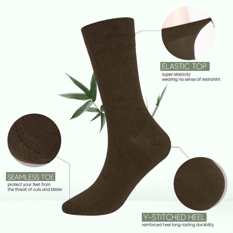 Athlemo Men's Super Soft Dress Crew Socks, 4 Pack Business Casual Sock Moisture Wicking Socks, Light Beige, 9-11