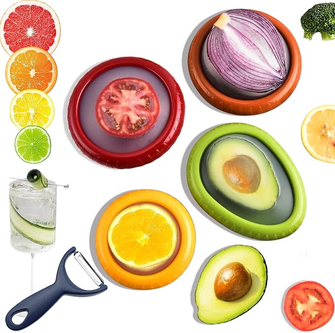 Zyphora Avocado Saver, 5-Piece Fruit Saver Container Set with Peeler
