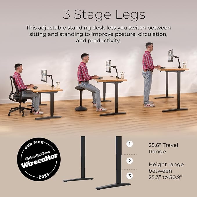 UPLIFTDESK V2 2-Leg White Laminate Wood Standing Desk – Adjustable Height, Advanced 1-Touch Memory Keypad, Under Desk Cable Management, Wire Grommets & Rocker Board (Black C-Frame, 72 x 30 inch)