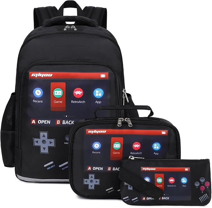 DSIUE School Backpack for Boys, Gamer backpack with Lunch Bag Pencil Case, Bookbag for Boys Kids Backpacks for Elementary School Student