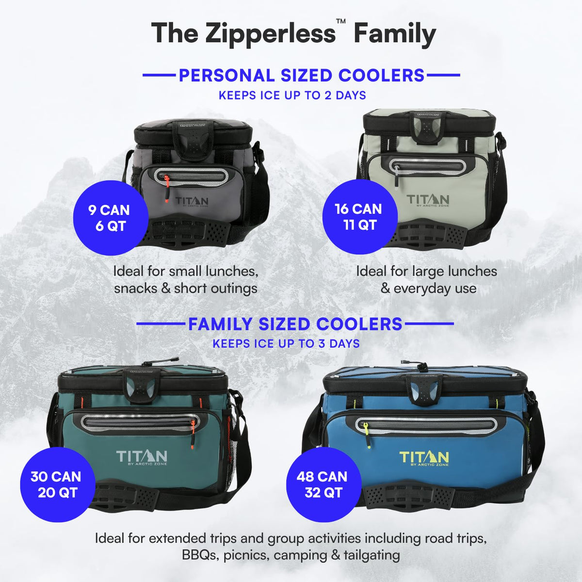 Titan by Arctic Zone 9 Can Zipperless Cooler with SmartShelf, Jungle Hunt