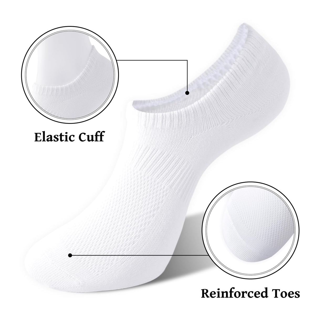 Irisbear Womens No Show Socks Thin Cotton Non Slip Low Cut Socks Black 5-8