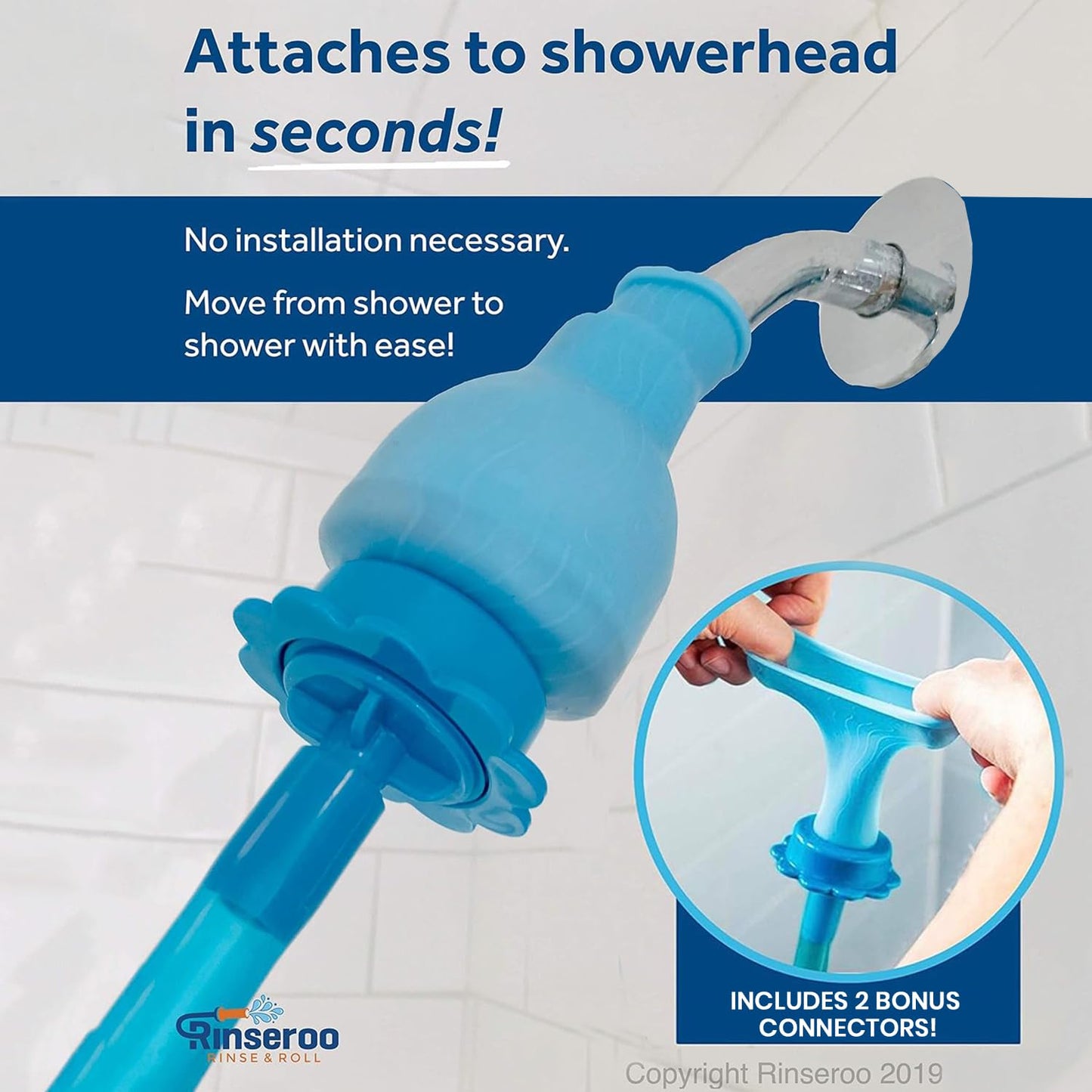 Rinseroo Dog Spot Washer – 6ft Slip-On Shower Hose for Easy Pet Rinsing, Fits Showerheads Up to 4” – Stress-Free Way to Clean Dogs Without a Full Bath, Shark Tank Product (Not for Tubs)
