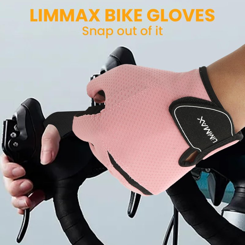 Premium Breathable Fitness Gloves by LiMiMAX - Half Finger Pink Gym Gloves for Men & Women, Non-Slip Padded Palm & Adjustable Wrist Support for Weightlifting, Cycling, Crossfit