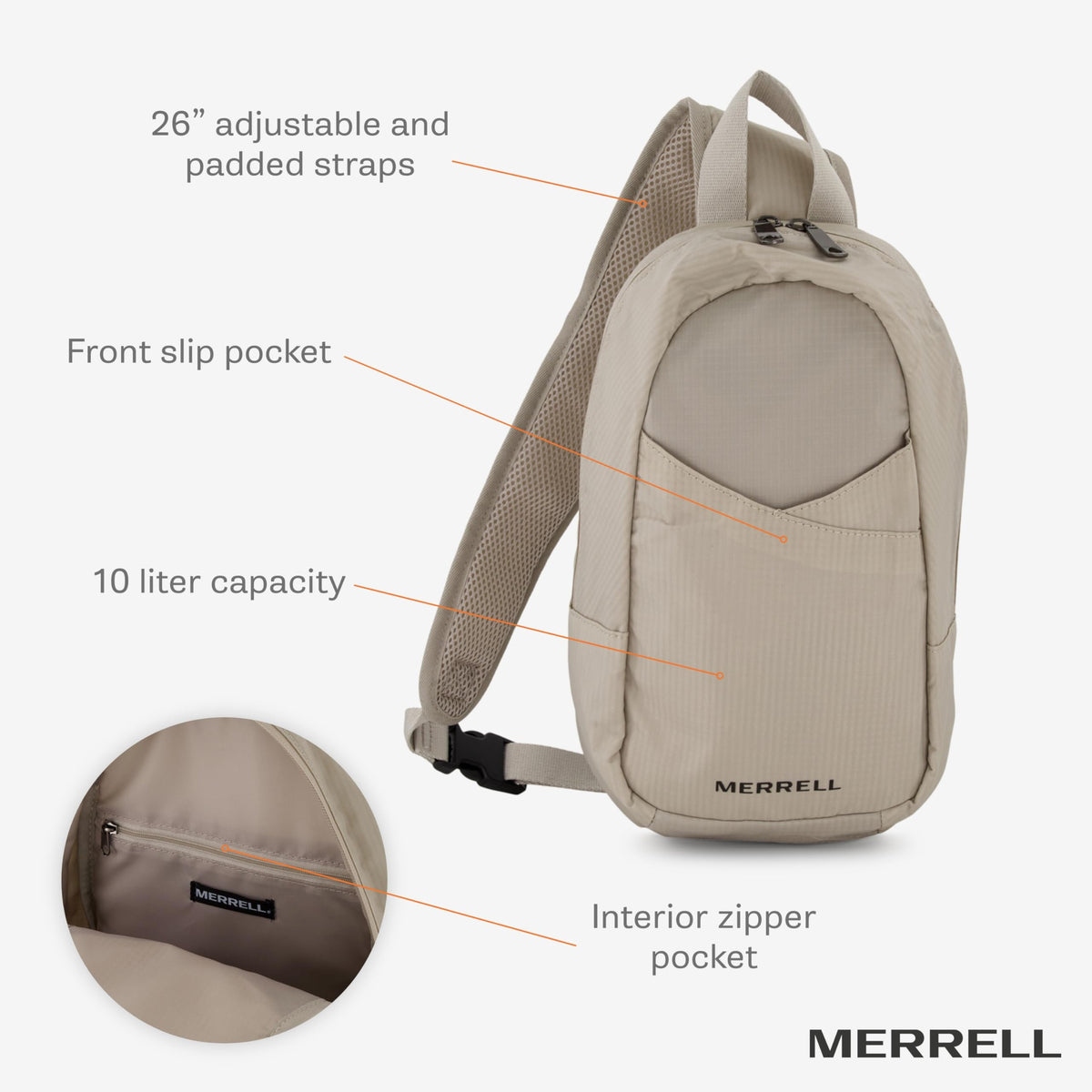 Merrell Women's Eclipse Sling Bag, Stone
