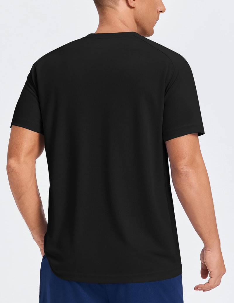 PINSPARK Men's Quick Dry Athletic Workout T-Shirts Moisture Wicking Running Shirts Short Sleeve Gym Tee Black