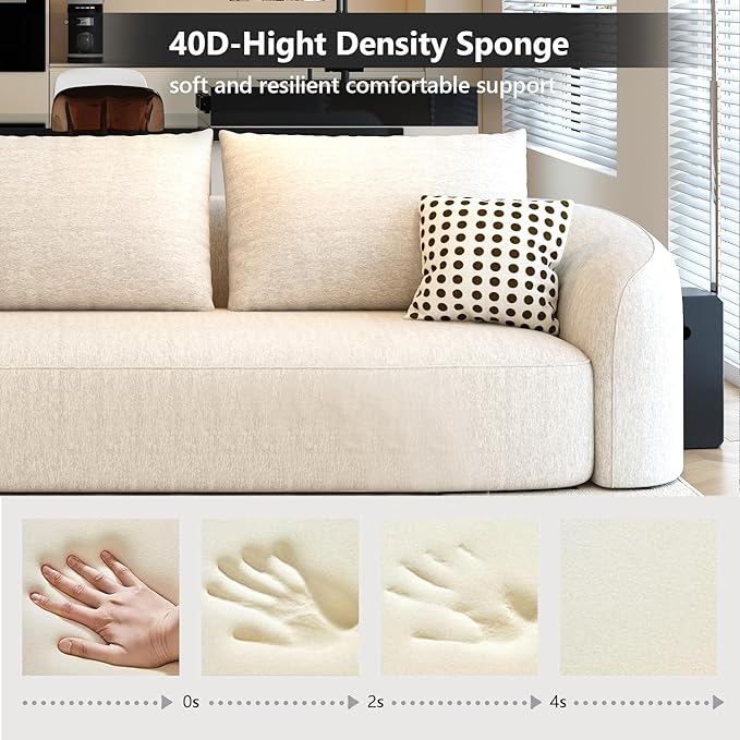 138.6" Modular Sectional Couches Luxury Modern Curved Back U-Shape Sofa Set with Ottoman,Minimalist Comfy Boneless Cloud Couch for Living Room Apartment,(Left Facing Chaise,White)
