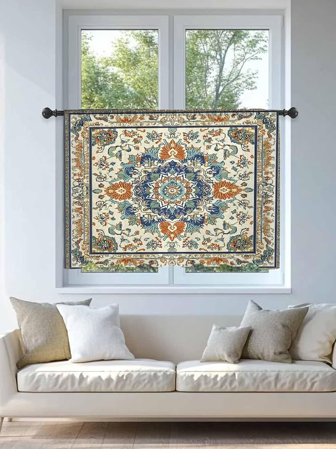 Sheer Curtains 54 Inch Length, Southwest Farmhouse Semi Sheer Curtains Light