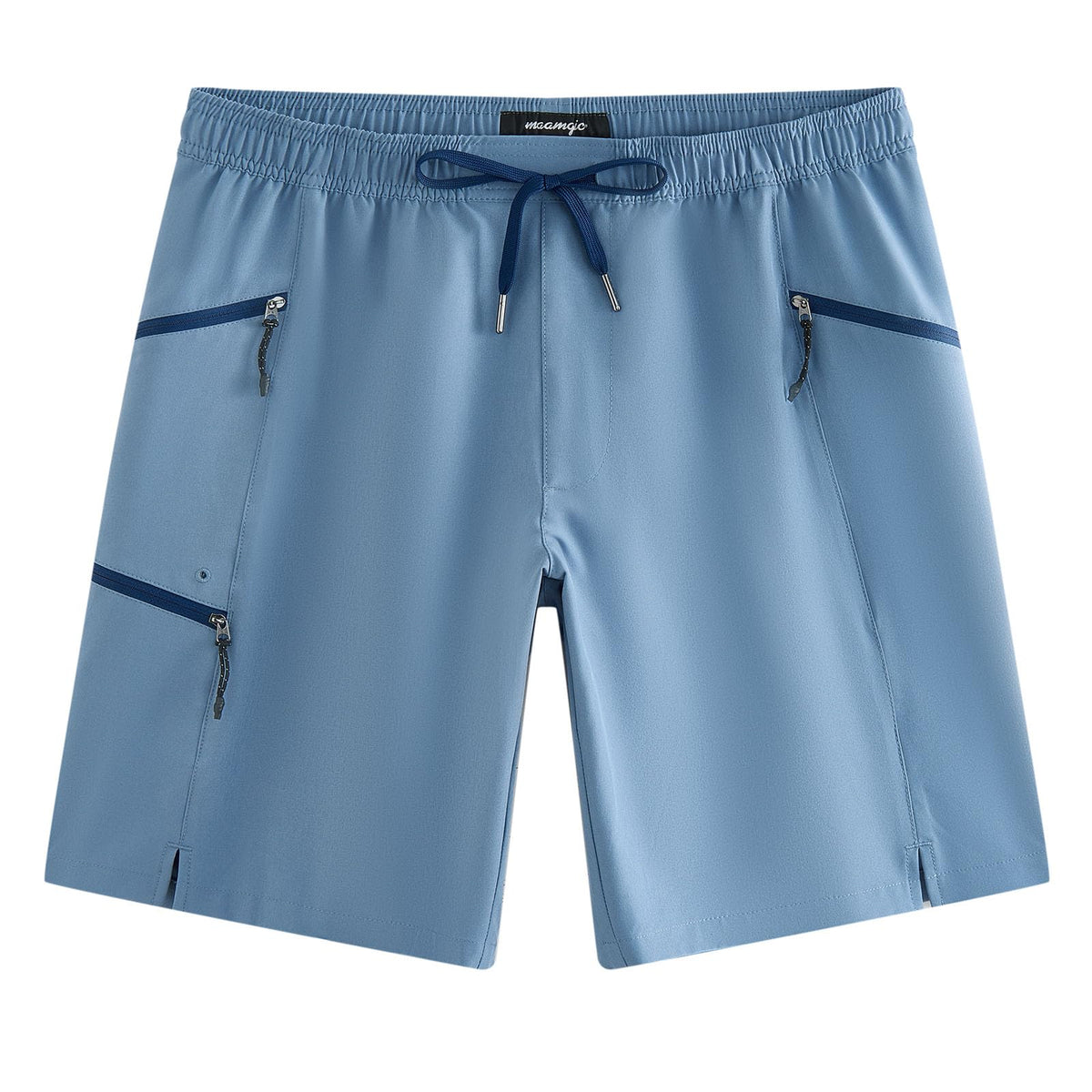 maamgic Mens Swim Trunks 9" Unlined Quick Dry Board Shorts with Zipper Pockets, 4-Way Stretch Bathing Suits for Beach, Vacation, Cruise，Blue Large