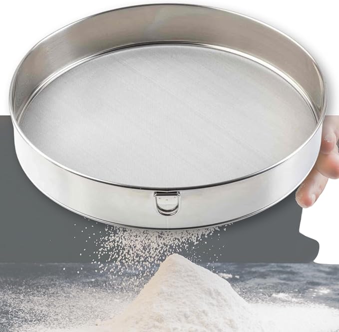 Tablecraft Fine Mesh Sieve Strainer, 12-Inch Round Ultra-Fine Stainless Steel