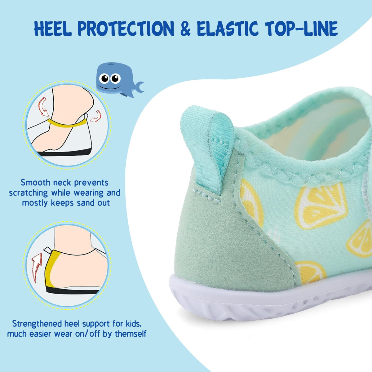 LeIsfIt Boys Girls Water Shoes Kids Aqua Socks Toddler Quick-Dry Swimming Shoes Non-Slip Summer Shoe for Beach Pool Surf, Green Lemon, 10 Toddler