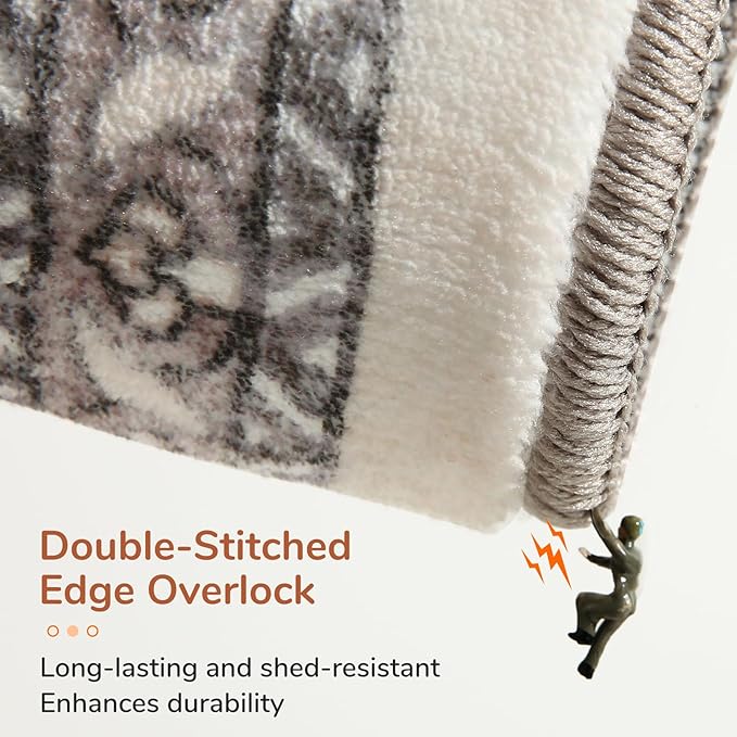 OPPODREAM Thin 8x10 Area Rugs, Washable Rugs 8x10 with Non Slip Backing, Faux Cashmere Low-Pile 8 x 10 Carpet, Brown