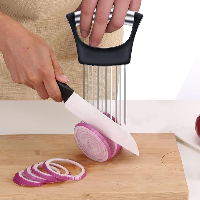 Stainless Steel Onion Holder for Slicing,Onion Slicer Holder,Kitchen Gadget