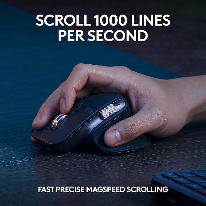 Logitech MX Keys S Combo - Performance Wireless Keyboard and Mouse with Palm Rest, Customizable Illumination, Fast Scrolling, Bluetooth, USB C, for Windows, Linux, Chrome, Mac,Color Graphite.
