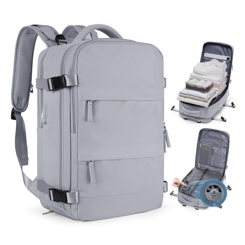 coofay Vacuum Backpack Travel with Pump Vacpack Travel Backpack with Vacuum System Mochila de Viaje Compresion al Vacio Easyvacpack Airbag Backpacks for Traveling Carry on Luggage