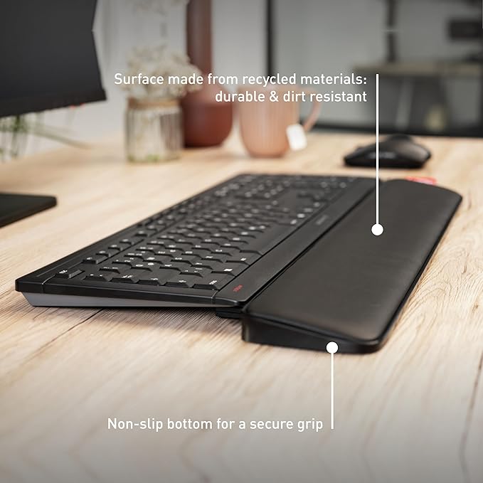 CHERRY PALMREST Ergo, Ergonomic Palm Rest, Compatible with Any Keyboard, extendable feet, 3 Different tilt Angles, Extra Wide, Black