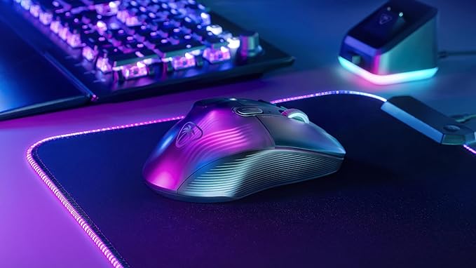 Turtle Beach Kone XP Air Wireless RGB Gaming Mouse, 19000 DPI Optical Sensor, 100-hour Rechargeable Battery & Charging Dock, 29 Programmable Inputs, Ergonomic Design, Bluetooth, 4D Wheel – Black