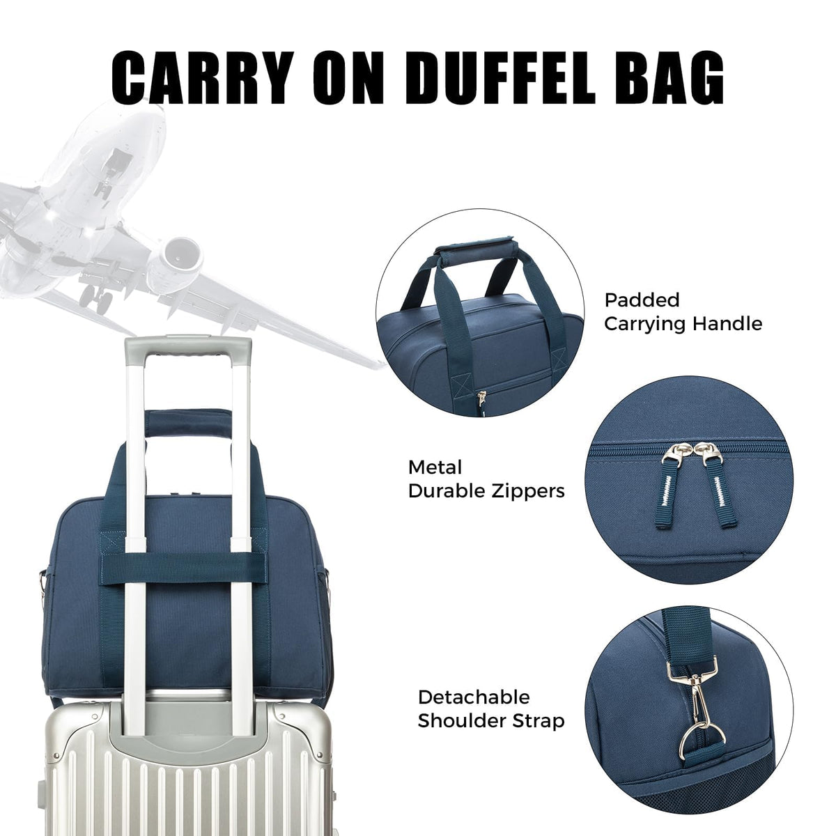 SeaRock 14 inch Small Gym Bag for Men & Women, Mini Duffle Bag for Travel Sports, Lightweight Carry On Duffel Bag, Navy Blue
